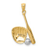 Lex & Lu 14k Yellow Gold w/Rhodium Baseball Glove Bat Ball Pendant - Lex & Lu