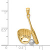 Lex & Lu 14k Yellow Gold w/Rhodium Baseball Glove Bat Ball Pendant - 2 - Lex & Lu