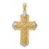 Lex & Lu 14k Yellow Gold w/Rhodium D/C Reversible Cross Pendant LALC4699 - Lex & Lu