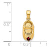 Lex & Lu 14k Yellow Gold 3D January Red Synthetic Stone Shoe Charm - 4 - Lex & Lu