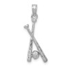 Lex & Lu 14k White Gold Polished Open-Backed Bats and Ball Baseball Pendant - Lex & Lu