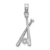 Lex & Lu 14k White Gold Polished Open-Backed Bats and Ball Baseball Pendant - 3 - Lex & Lu