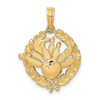 Lex & Lu 14k Yellow Gold Bowling Story in Leaf Circle Charm - Lex & Lu