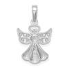 Lex & Lu 14k White Gold Polished and Textured Guardian Angel w/Heart Pendant - 3 - Lex & Lu