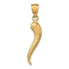 Lex & Lu 14k Yellow Gold Brushed 3D Italian Horn Pendant - 3 - Lex & Lu
