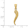 Lex & Lu 14k Yellow Gold Brushed 3D Italian Horn Pendant - 5 - Lex & Lu