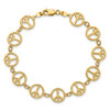 Lex & Lu 14k Yellow Gold Polished Peace Sign Bracelet - 4 - Lex & Lu