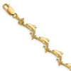 Lex & Lu 14k Yellow Gold Dolphin Bracelet LALFB1599-7.25 - Lex & Lu