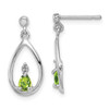 Lex & Lu Sterling Silver w/Rhodium Pear Peridot & Diamond Post Earrings LAL23752 - Lex & Lu