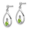 Lex & Lu Sterling Silver w/Rhodium Pear Peridot & Diamond Post Earrings LAL23752 - 2 - Lex & Lu