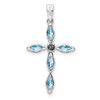 Lex & Lu Sterling Silver w/Rhodium Lt Blue Topaz Cross & Diamond Pendant LAL23754 - 3 - Lex & Lu