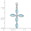 Lex & Lu Sterling Silver w/Rhodium Lt Blue Topaz Cross & Diamond Pendant LAL23754 - 4 - Lex & Lu