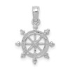 Lex & Lu 14k White Gold Ship Wheel Pendant LALK3066W - Lex & Lu