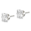 Lex & Lu Sterling Silver 7mm Square CZ 4 Prong Stud Earrings LAL23766 - 2 - Lex & Lu