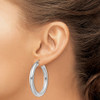 Lex & Lu Sterling Silver w/Rhodium 5mm Round Hoop Earrings LAL23769 - 3 - Lex & Lu