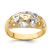 Lex & Lu 14k Yellow Gold w/Rhodium Hearts Dome Ring Size 6 - Lex & Lu