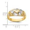 Lex & Lu 14k Yellow Gold w/Rhodium Hearts Dome Ring Size 6 - 4 - Lex & Lu