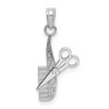 Lex & Lu 14k White Gold Texuted Hairdresser Comb and Scissors Charm - Lex & Lu