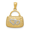 Lex & Lu 14k Yellow Gold w/Rhodium Handbag w/Hearts Pendant - 3 - Lex & Lu