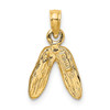 Lex & Lu 14k Gold Polished Textured Ballerina Slippers Charm - 4 - Lex & Lu