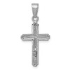 Lex & Lu 14k White Gold Polished Cross With Stripped Border Pendant LALK5447W - 3 - Lex & Lu