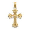 Lex & Lu 14 Yellow Gold w/Rhodiumand D/C Fleur-De-Lis Cross Charm LALK5508 - 4 - Lex & Lu