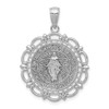 Lex & Lu 14k White Gold Polished Miraculous Medal With Scallop Frame Pendant - Lex & Lu