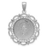 Lex & Lu 14k White Gold Polished Miraculous Medal With Scallop Frame Pendant - 3 - Lex & Lu