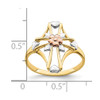 Lex & Lu 14k Yellow and Rose Gold w/Rhodium Cross with Flower Ring Size 7 - 4 - Lex & Lu