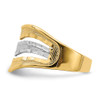 Lex & Lu 14k Yellow Gold w/Rhodium Polished Triple Wave Cut-out Ring Size 7 - 3 - Lex & Lu