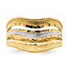 Lex & Lu 14k Yellow Gold w/Rhodium Polished Triple Wave Cut-out Ring Size 7 - 5 - Lex & Lu