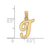 Lex & Lu 14k Yellow Gold Polished T Script Initial Charm - 3 - Lex & Lu