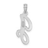 Lex & Lu 14k White Gold Polished J Script Initial Charm - 4 - Lex & Lu