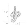 Lex & Lu 14k White Gold Polished P Script Initial Charm - 3 - Lex & Lu