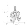 Lex & Lu 14k White Gold Polished R Script Initial Charm - 3 - Lex & Lu