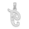 Lex & Lu 14k White Gold Polished T Script Initial Charm - 4 - Lex & Lu