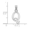 Lex & Lu 14k White Gold Polished Q Block Initial Charm - 3 - Lex & Lu