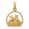 Lex & Lu 14k Yellow Gold 3D Cats Inside Of Basket Charm - 4 - Lex & Lu