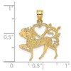 Lex & Lu 14k Yellow Gold Textured Heart and Horse Charm - 3 - Lex & Lu