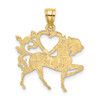 Lex & Lu 14k Yellow Gold Textured Heart and Horse Charm - 4 - Lex & Lu