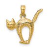 Lex & Lu 14k Yellow Gold 3D Textured Arch Back and Raised Tail Cat Charm - 4 - Lex & Lu