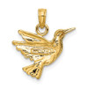 Lex & Lu 14k Yellow Gold 2D and Engraved Hummingbird Charm - 4 - Lex & Lu