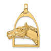 Lex & Lu 14k Yellow Gold 2D and Polished Horse Head in Stirrup Charm - Lex & Lu