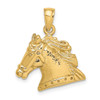 Lex & Lu 14k Yellow Gold 2D and Textured Horse Head Charm - Lex & Lu