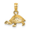 Lex & Lu 14k Yellow Gold Polished and Engraved Mini Turtle Charm - 4 - Lex & Lu