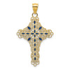 Lex & Lu 14k Yellow Gold Blue Enamel Filigree Cross Charm - Lex & Lu