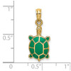 Lex & Lu 14k Yellow Gold w/Green Enamel Tortoise Charm - 3 - Lex & Lu