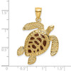 Lex & Lu 14k Yellow Gold 3D Brown Enamel and Textured Sea Turtle Charm - 3 - Lex & Lu
