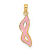 Lex & Lu 14k Yellow Gold 3D and Beveled w/Pink Enamel Masquerade Mask Pendant - Lex & Lu