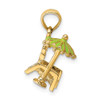 Lex & Lu 14k Yellow Gold 3D Beach Chair w/Green Enameled Umbrella Charm - 2 - Lex & Lu